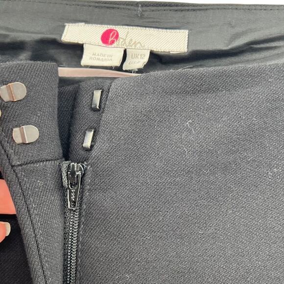 Boden Windsor Pants Trousers Ankle Embroidered Cotton Wool Blend Black Size US 8 - Picture 3 of 11